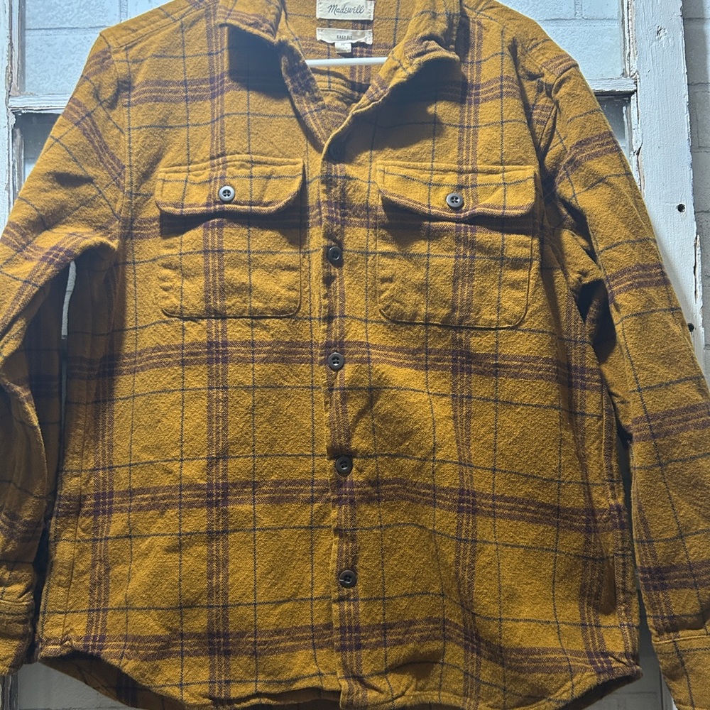Madewell Men's Easy Fit Plaid Brushed Flannel Shirt - Size M